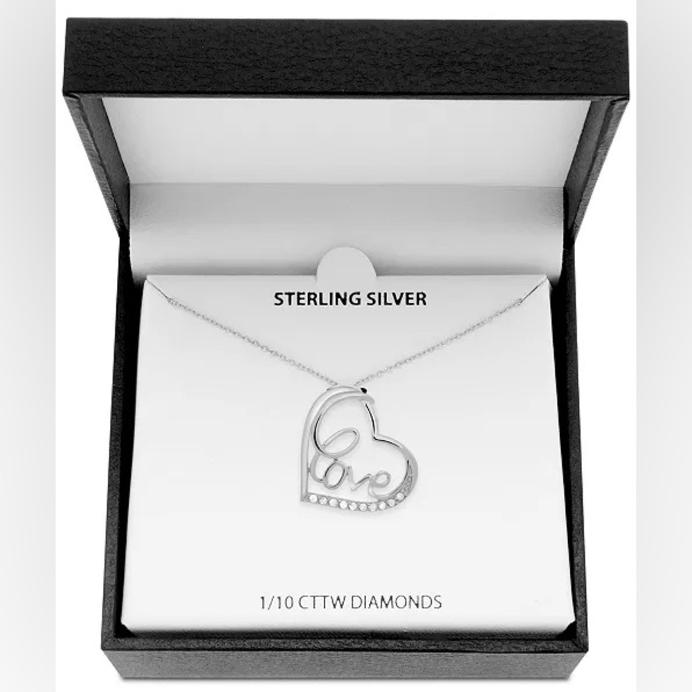 Diamond Love Heart 18" Pendant Necklace (1/10 ct. t.w.) in Sterling Silver